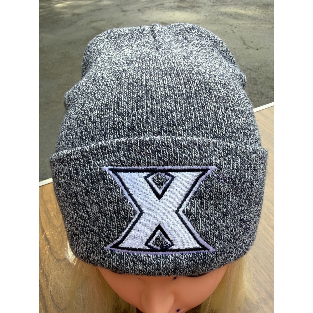 Xavier Muskateers Legacy Knit Cuffed Beanie Hat Navy Marled Adult OS NWT